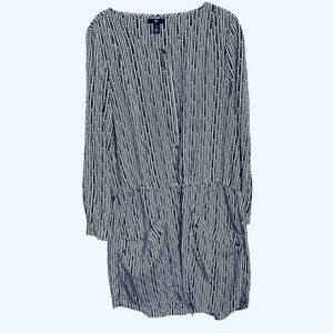 GAP Gray Black & White Long Sleeve Dress Size Large